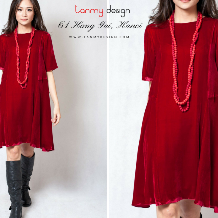 VALENTINA velvet red dress